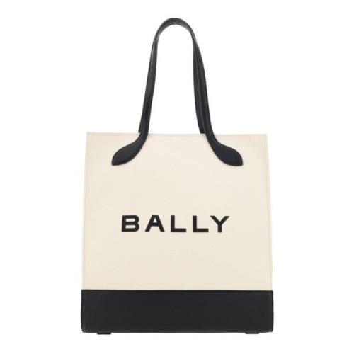 Bally Vit och Svart Läder Tote Skulderväska Beige, Dam