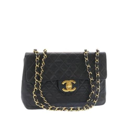 Chanel Vintage Svart canvas Chanel flapväska Black, Dam