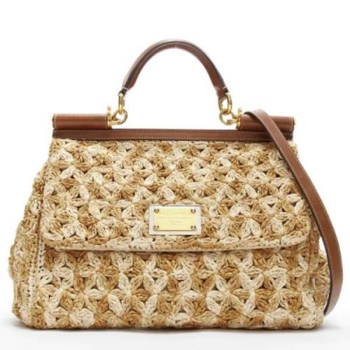 Dolce & Gabbana Pre-owned Pre-owned Raffia crossbodyvskor Beige, Dam