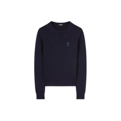 Dondup Ull Crewneck Tröja med Patch Blue, Dam