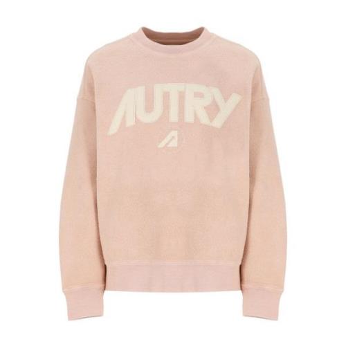 Autry Rosa Crew Neck Sweatshirt för Kvinnor Pink, Dam