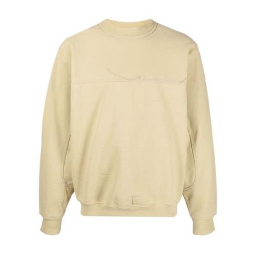 Jacquemus Beige Sweatshirt med Broderad Logotyp Beige, Herr