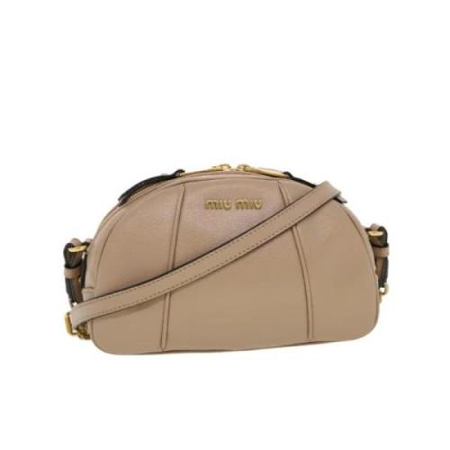 Miu Miu Pre-owned Pre-owned Läder axelremsvskor Beige, Dam