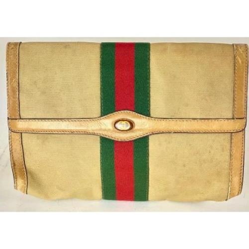 Gucci Vintage Förägda canvasväskor - Rimligt skick Beige, Dam