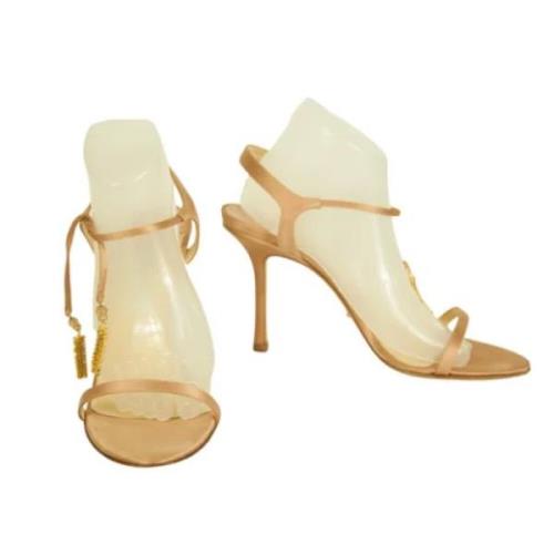 Jimmy Choo Pre-owned Beige Satin Högklackade Sandaler Beige, Dam