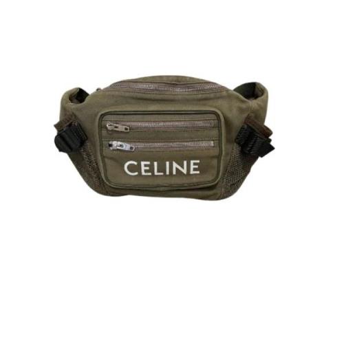 Celine Vintage Pre-owned Canvas handvskor Green, Dam