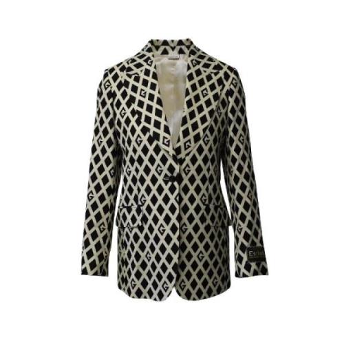 Gucci Vintage Gucci Eschatology Diamond G Blazer Beige, Dam