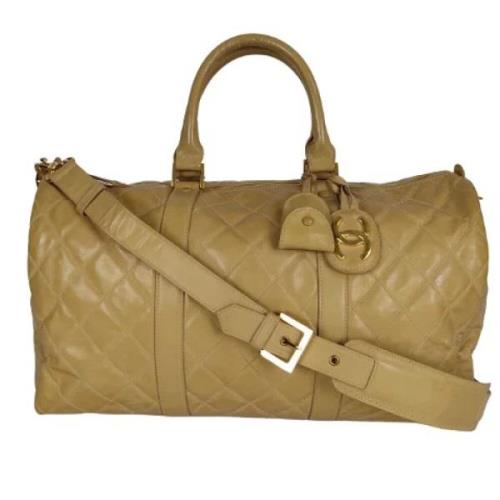 Chanel Vintage Vintage Läder Resväska med Axelrem Beige, Unisex