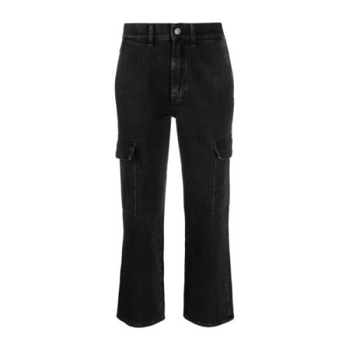 7 For All Mankind Straight Jeans Black, Dam