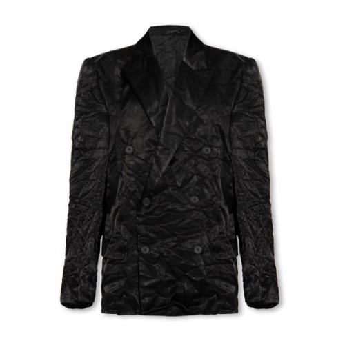 Balenciaga Satinblazer med skrynkeffekt Black, Dam