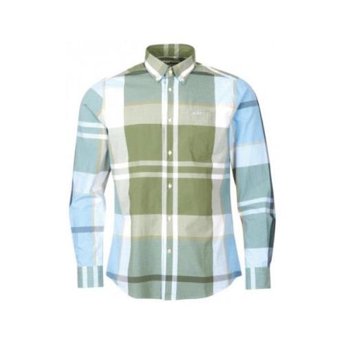 Barbour Harris Skräddarsydd Skjorta i Tvättad Oliv Multicolor, Herr