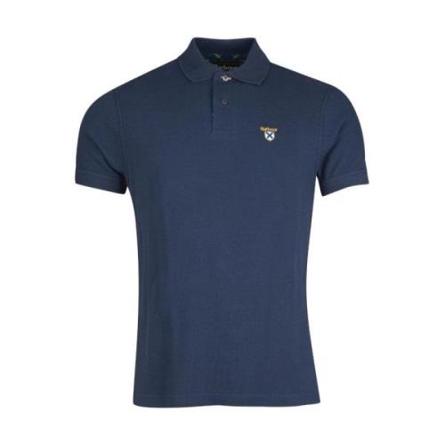 Barbour Crest Logo Tartan Polo Shirt Blue, Herr