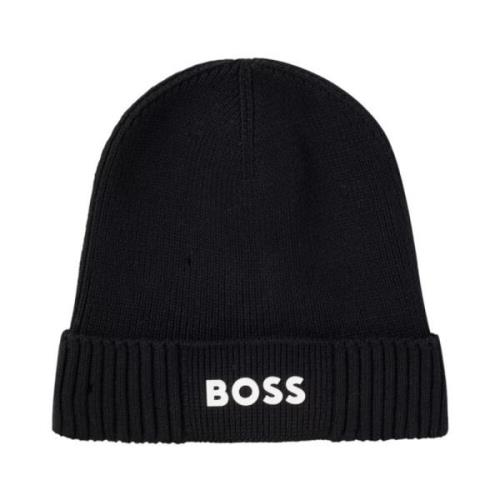 Boss Bomull Ull Mössa Black, Herr