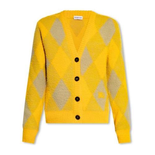 Burberry Kofta med argylemönster Yellow, Dam