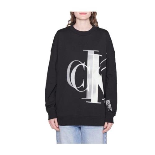 Calvin Klein Mysig Svart Oversized Huvtröja Black, Dam