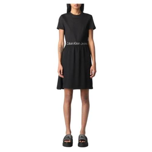 Calvin Klein Elegant Sportig Logo Klänning Black, Dam