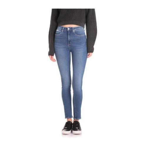 Calvin Klein Vintage Blå Högmidjade Skinny Jeans Blue, Dam