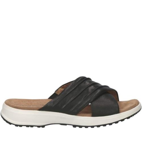 Caprice black casual open slippers Black, Dam