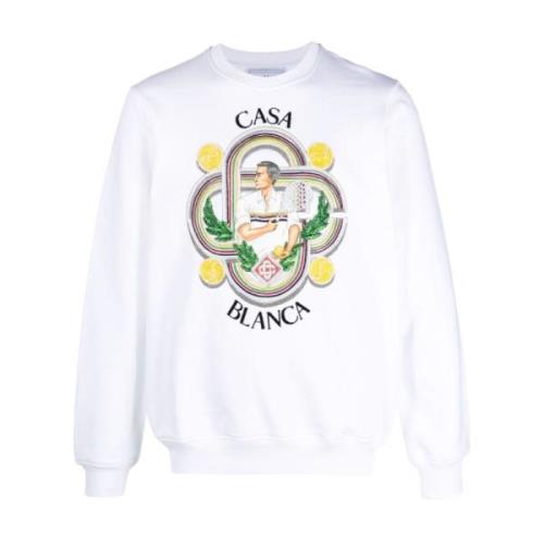 Casablanca Ekologisk bomullssweatshirt med grafiskt tryck White, Herr