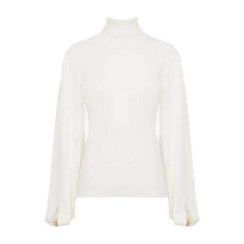 Chloé Vit Mock-neck Tröja med Slitsärmar White, Dam