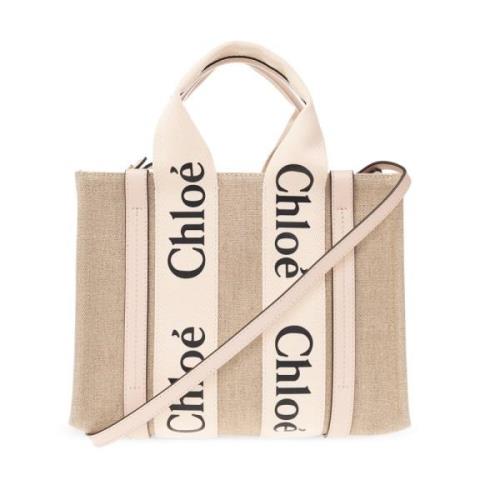 Chloé ‘Woody Small’ axelväska Beige, Dam