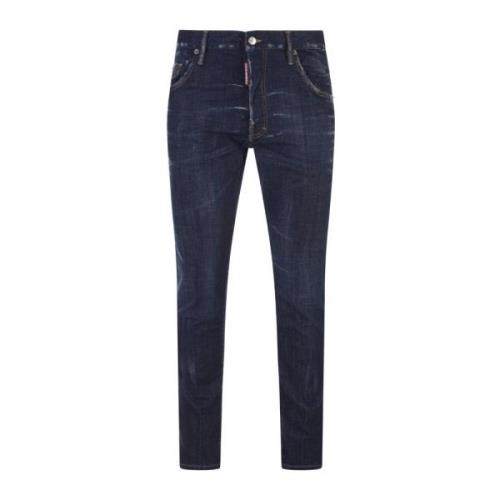 Dsquared2 Blå Straight-Leg Jeans med Förstörda Detaljer Blue, Herr