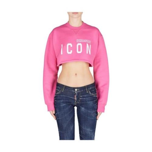 Dsquared2 Icon Cropped Sweatshirt - Rosa Pink, Dam