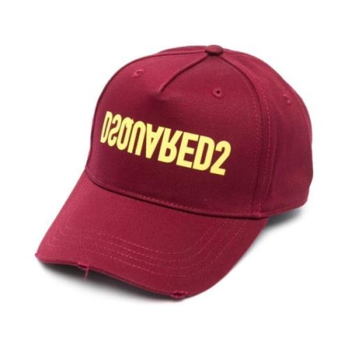 Dsquared2 Bordeaux Logo Baseball Cap Red, Herr