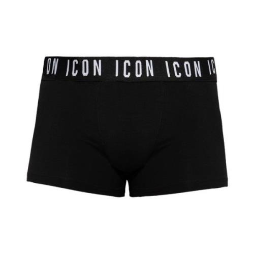 Dsquared2 Logo Boxershorts, Svart Bomull med Elastisk Midja Black, Her...