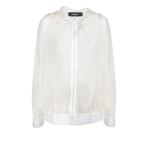 Dsquared2 Transparent Vit Sweatshirt - Oversized Passform White, Dam