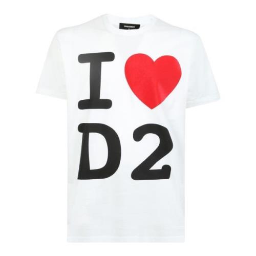 Dsquared2 T-shirt med grafiskt tryck White, Herr