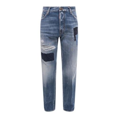 Dsquared2 Blå Ripped Denim Jeans - Aw23 Kollektion Blue, Herr