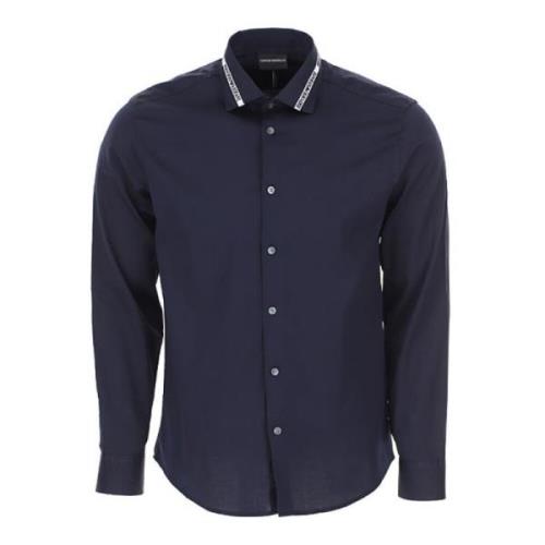 Emporio Armani Marinblå Regular FIT Herrskjorta Blue, Herr