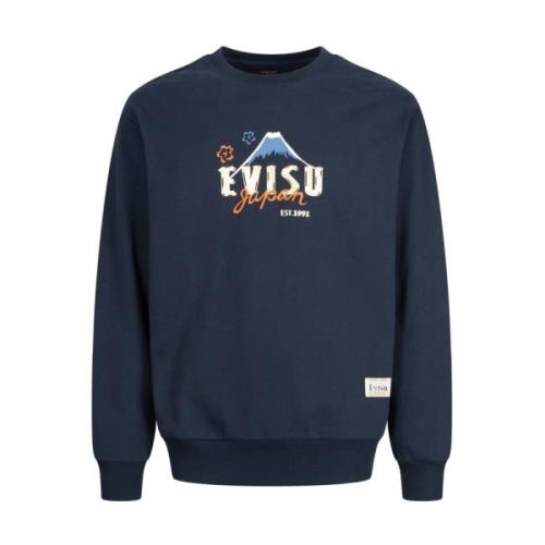 Evisu Blå Tröja med Kumadori Daruma Print Blue, Herr