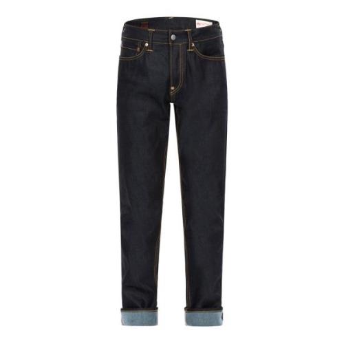 Evisu Carrot Fit Denim Jeans med Kumadori Daruma Grafik Blue, Herr