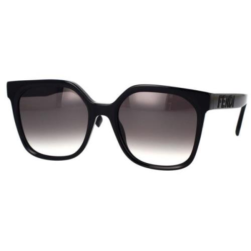 Fendi Glamorösa Oversized Fyrkantiga Solglasögon Black, Unisex