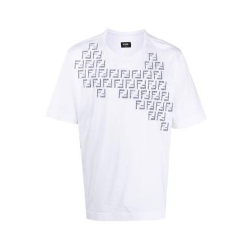 Fendi T-Shirts, Stilfull Kollektion White, Herr