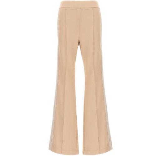 Fendi Högmidjade Logo-Tape Flarede Track Pants Beige, Dam