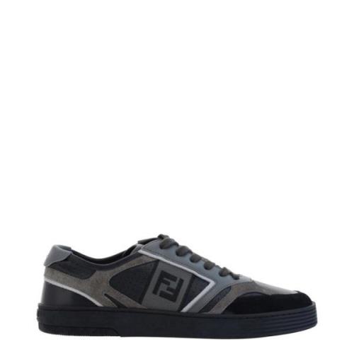 Fendi Svarta låga sneakers i kalvskinn Black, Herr