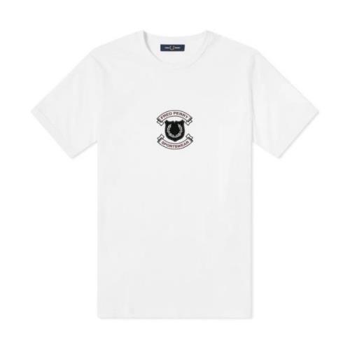 Fred Perry Autentiskt broderat sköld T-shirt White, Herr