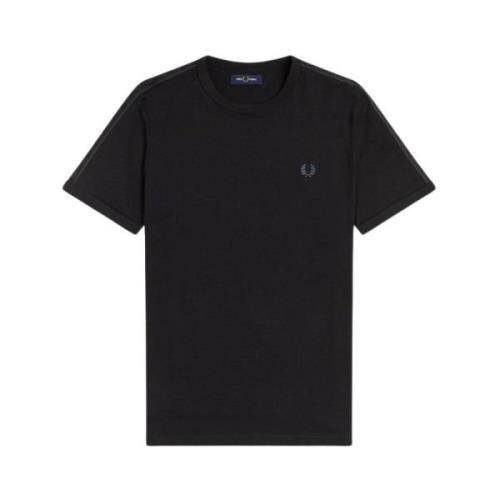 Fred Perry Ringer T-Shirt med Två-Stripig Kant Black, Herr