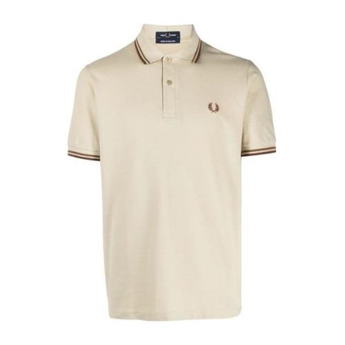 Fred Perry Beige Bomullspolo med Broderad Logotyp Beige, Herr