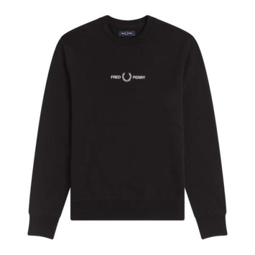 Fred Perry Broderad Grafisk Sweatshirt Black, Herr