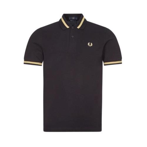 Fred Perry Original Single Tipped Polo i Svart/Champagne Black, Herr