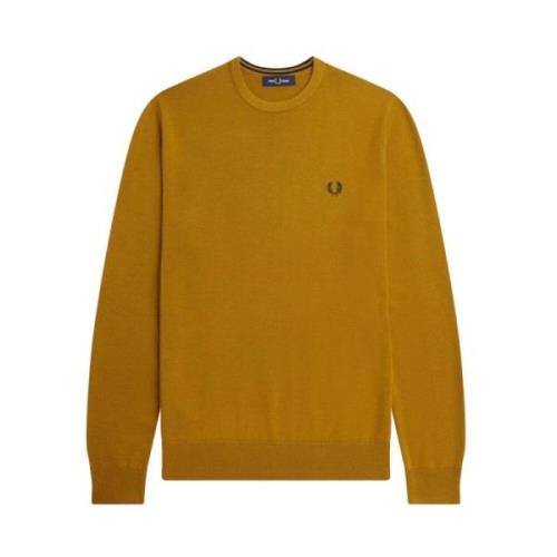 Fred Perry Klassisk Crew Neck Jumper Brown, Herr