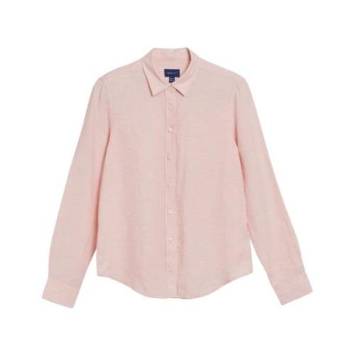 Gant Reg Linne Chambray Skjorta - Guava Orange Orange, Dam