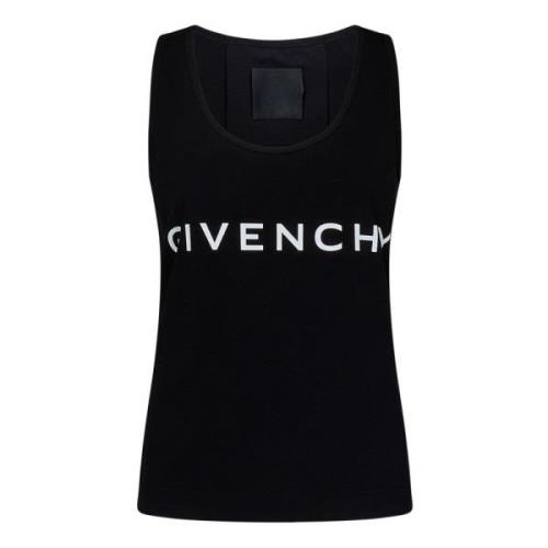 Givenchy Svart Ärmlös Topp med Archetype Print Black, Dam