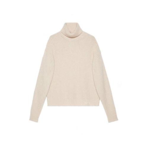 Gucci Broderad Cashmere Rullkrage Tröja White, Dam