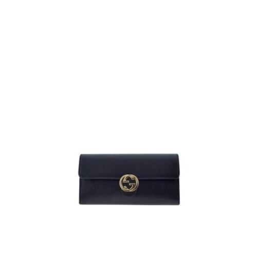 Gucci Interlocking Läderplånbok Black, Dam