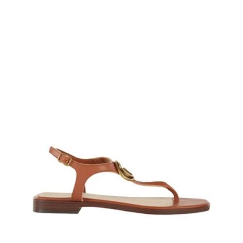 Guess Platta Läder Ankelrem Sandaler Brown, Dam